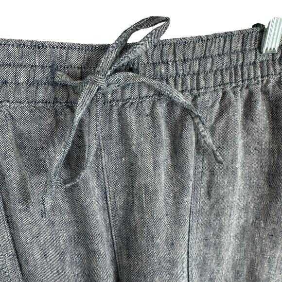 Lands' End 100% Linen Gray Elastic Waist High Rose Cropped Casual Pants Size 10 - Picture 6 of 9
